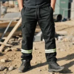 Calça Cargo Masculina 6 Bolsos Faixa Refletiva Para Trabalho 5