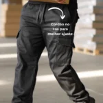 Calça Cargo Masculina 6 Bolsos Faixa Refletiva Para Trabalho 7