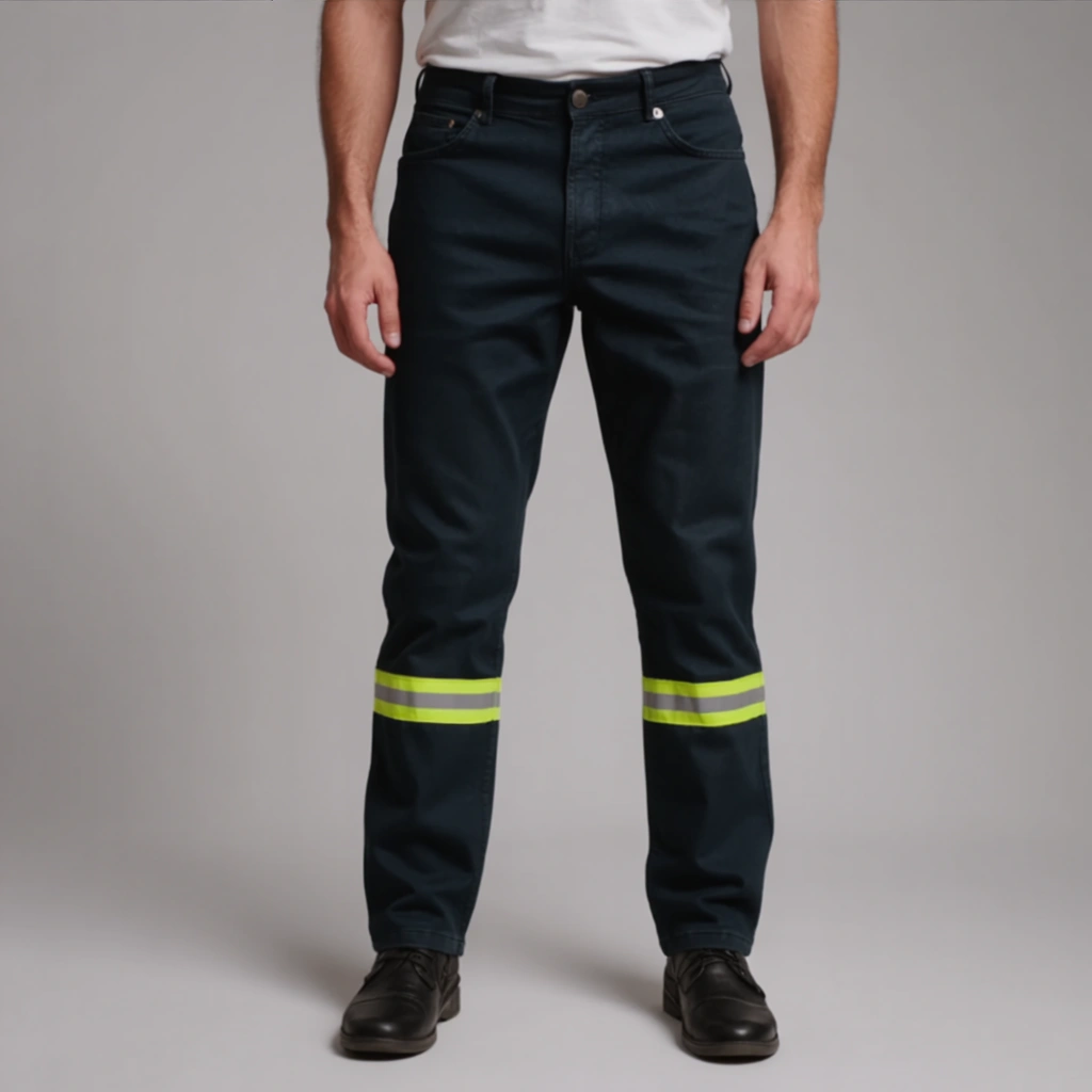 Calça Jeans Resistente Com Faixa Refletiva 1 Calça Jeans Resistente Com Faixa Refletiva 1