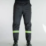 Calça Uniforme De Brim Com Faixa Refletiva Resistente Profissional 1 Preto