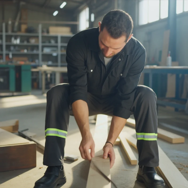 Calça Uniforme De Brim Com Faixa Refletiva Resistente Profissional 10 Preto