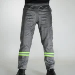 Calça Uniforme De Brim Com Faixa Refletiva Resistente Profissional 2 Cinza