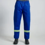 Calça Uniforme De Brim Com Faixa Refletiva Resistente Profissional 3 Azul royal