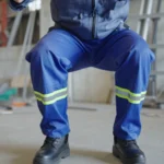 Calça Uniforme De Brim Com Faixa Refletiva Resistente Profissional 7 Azul royal