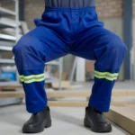 Calça Uniforme De Brim Com Faixa Refletiva Resistente Profissional 8 Azul royal