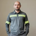 Camisa 2 Botões com Faixa Refletiva Uniforme Formal 10 Cinza