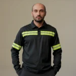 Camisa 2 Botões com Faixa Refletiva Uniforme Formal 12 Preto