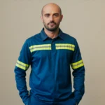 Camisa 2 Botões com Faixa Refletiva Uniforme Formal 7 Azul royal