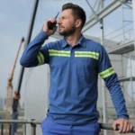 Camisa 2 Botões com Faixa Refletiva Uniforme Formal 8 Azul royal