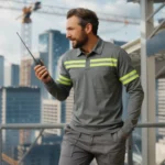 Camisa 2 Botões com Faixa Refletiva Uniforme Formal 9 Cinza