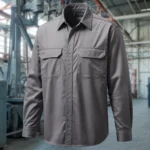 Camisa Brim Profissional Pesado Uniforme Formal Manga Longa Com Botão no Punho 11 Cinza