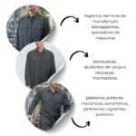 Camisa Brim Profissional Pesado Uniforme Formal Manga Longa Com Botão no Punho 19 todas as variações