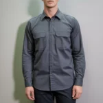 Camisa Brim Profissional Pesado Uniforme Formal Manga Longa Com Botão no Punho 2 Cinza