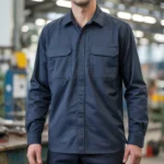 Camisa Brim Profissional Pesado Uniforme Formal Manga Longa Com Botão no Punho 5 Azul marinho