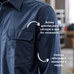 Camisa Brim Profissional Pesado Uniforme Formal Manga Longa Com Botão no Punho 6 Azul marinho