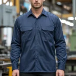 Camisa Brim Profissional Pesado Uniforme Formal Manga Longa Com Botão no Punho 8 Azul marinho