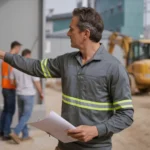 Camisa Jaleco Brim Uniforme Reforçado Profissional Faixa Refletiva Cinza 2