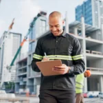 Camisa de Brim em Botões Reforçada com Faixa Refletiva Manga Longa Uniforme Profissional Rodovia 9 Preto