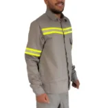 Conjunto Eletricista Camisa Manga Longa Calça com Faixa Refletiva NR10 10 Cinza