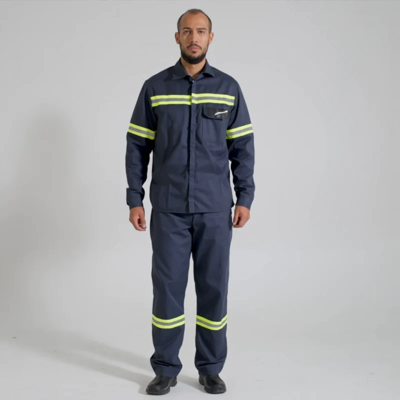 Conjunto Eletricista Camisa Manga Longa Calça com Faixa Refletiva NR10 2 Azul marinho