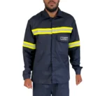 Conjunto Eletricista Camisa Manga Longa Calça com Faixa Refletiva NR10 4 Azul marinho